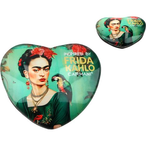 Magnete da frigo a forma di cuore con dipinto di Frida Kahlo, gadget e idea regalo per la cucina. (1/3)