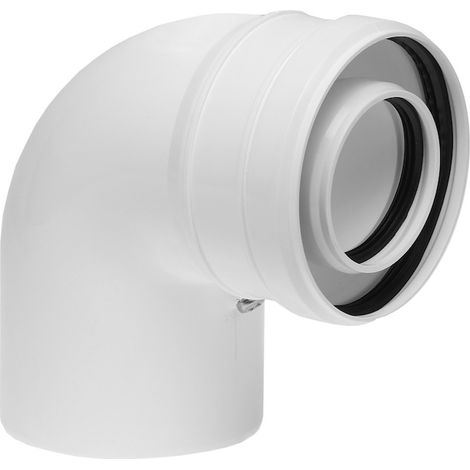 Coude d'extension pour évacuation des fumées de chaudière à condensation, marque ATI, 90°, PP/PP, diamètre 60/100 mm (1/2)
