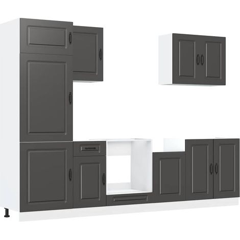 Set Mobili da Cucina 7 pz Kalmar Neri Legno Multistrato vidaXL (1/5)