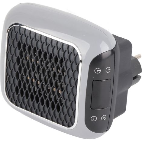 Radiateur portable électrique - Ventilateur chauffant de bureau compact en ABS gris 500g, 800W avec thermostat digital LED et timer programmable (1/5)