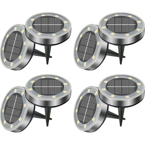 Set de 8/12/18 Bornes Solaires de Jardin - 8 LEDs Blanc Froid Étanches - Décoration pour Pelouse, Allée, Allée (1/4)
