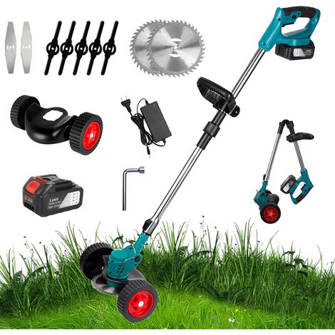 Tondeuse électrique sans fil 1500W – coupe-herbe de jardin portable – outil pour pelouse et cour – 1 batterie incluse