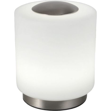 Lampe De Table Simi En Métal Nickelé Satiné Et Verre Soufflé Avec Led Intégrée De 8 W, 3000 K, Commande Tactile À Intensité Variable, Code 3257-30-178 (1/3)