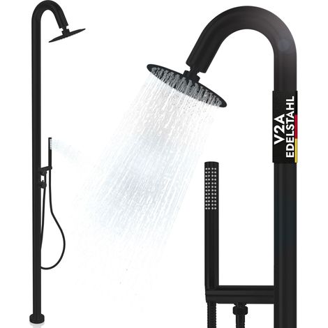 Pooldusche Außendusche Sauna 304 Edelstahl mit Handbrause Gartendusche Warm- Kaltwasser (1/5)
