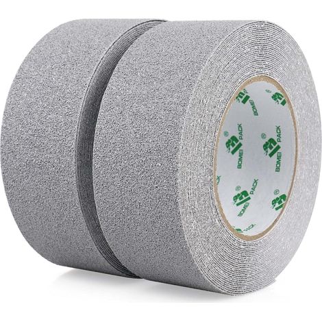 Ruban Antidérapant Gris, Bandes antidérapantes avec Ruban adhésif antidérapant pour escaliers, marches, revêtements de Sol, Ruban antidérapant Solide, Autocollant, (5cm x 10m, 2 Pack) (1/5)