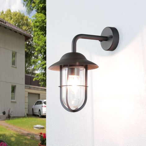 Außenleuchte Wand E27 Maritim Metall Glas H: 31 cm IP44 Wandlaterne Haus Wandlampe Garten