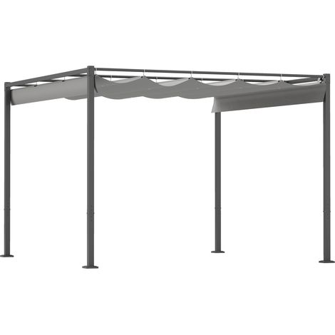 3 x 3m Retractable Roof Metal Pergola - Grey