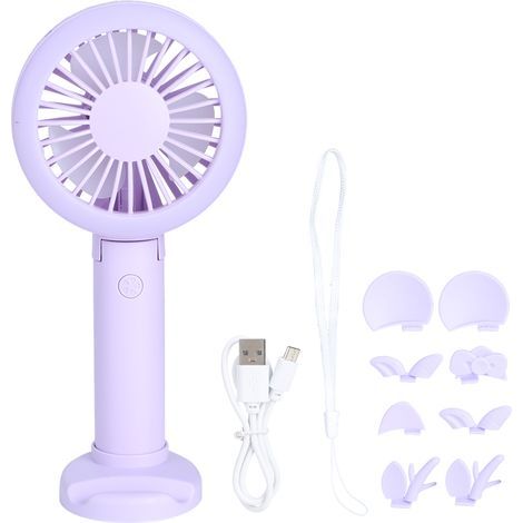 Tragbarer, faltbarer Tischventilator, Mini-USB-wiederaufladbarer Tischventilator, ideal für Reisen, Büro und Schlafzimmer (lila) (1/5)