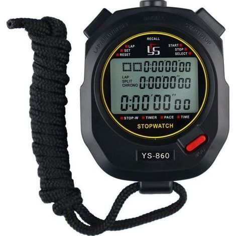Chronomètre numérique étanche avec grand écran – Minuterie 60 tours – Compte à rebours – Résistant aux chocs – Pour course et natation (1/4)