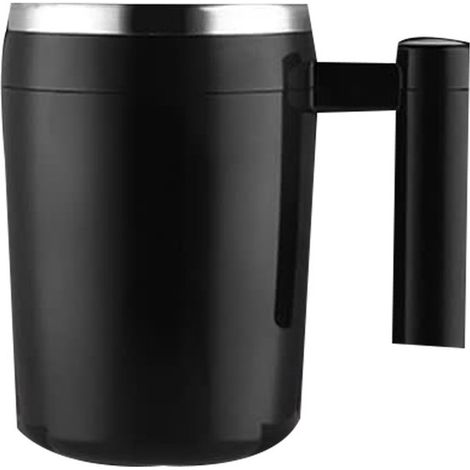 Tasse à café auto-agitatrice rechargeable 380 ml avec bâtonnet mélangeur, pour lait, cacao, bureau, cuisine et voyage, noir (1/5)