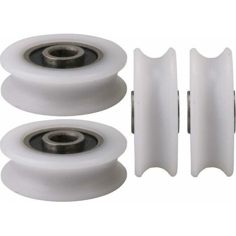 Serbia – Lot de 4 poulies nylon U-Groove pour porte coulissante – Diamètre intérieur 4mm – Charge max 27kg – Glissière flexible en plastique et acier (1/3)