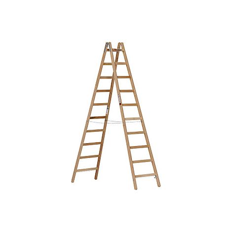 Escalera con peldaños de madera  con gancho para cubos  2 x 10
