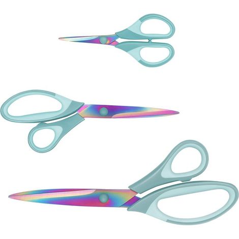 Lot de 3 Paires de Ciseaux Multi-usages en Titane avec Poignée Souple pour la Famille le Bureau et l'École Couleur Bleue (1/5)