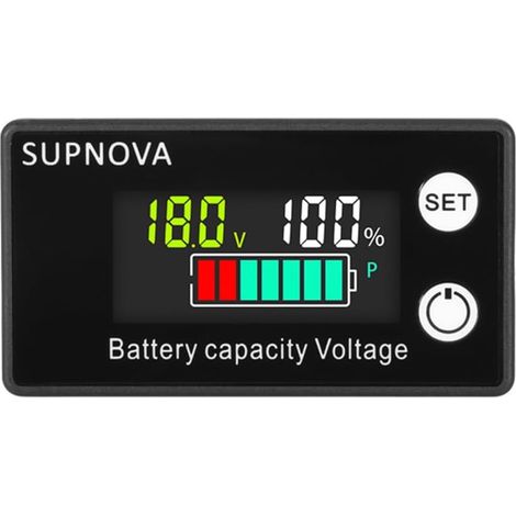 Moniteur de batterie 12V 24V 36V 48V 60V 72V 84V 8-100V LCD Capacité de Batterie numérique Testeur de pourcentage de capacité restante avec Alarme sonore et température (1/5)