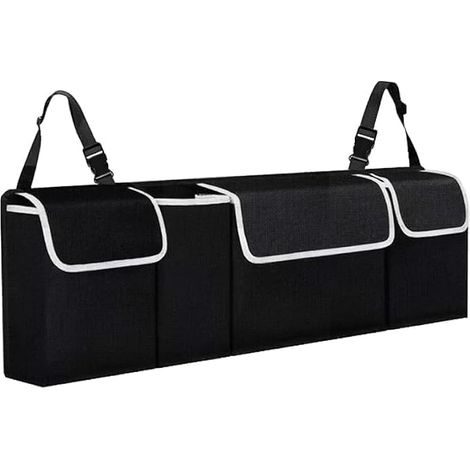 Organisateur de Coffre Voiture Pliable – Rangement avec Sangles Réglables Filet Élastique, Poches Multiples et Compartiments – Accessoire Pratique pour Siège Arrière, SUV, Camping-Car, Voyages (1/5)