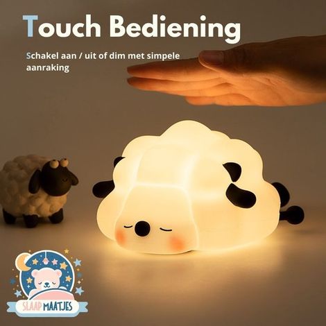 Veilleuse mouton pour enfants - Veilleuse bébé - Avec capteur tactile - Sans danger pour les enfants - Rechargeable par USB - Intensité réglable - LED (1/5)