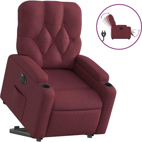 Maison Exclusive - Poltrona Alzapersona Reclinabile Elettrica Rosso Vino Tessuto