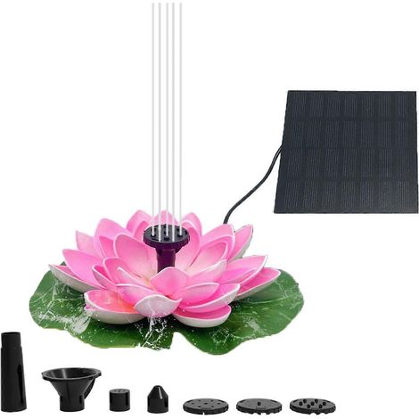 Pompe à fontaine solaire flottante décorative pour bassin de jardin avec nénuphars, accessoires beaux et élégants, adaptés aux salles de bains, multicolores, lotus rose à énergie solaire de 2,5 W. (1/5)