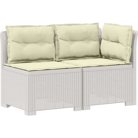 Maison Exclusive - 2-Sitzer Garten-Sofa mit Kissen Rattan-Look PP (1/5)
