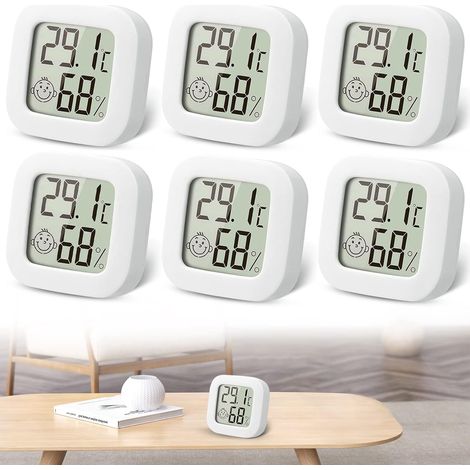 6 Stücke Mini Innenthermometer Hygrometer, Hochpräzises Digitales Innenthermometer Hygrometer, Heimthermometer für Babyzimmer, Waschküche, Garten im Freien, LCD (1/5)