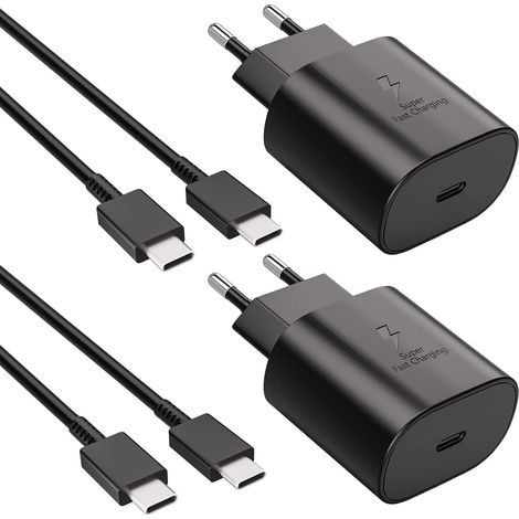 (2 Stück) USB-Ladegerät 25W 3A und 1M USB-C-Kabel, kompatibel mit Samsung S23/S22/S20/A53