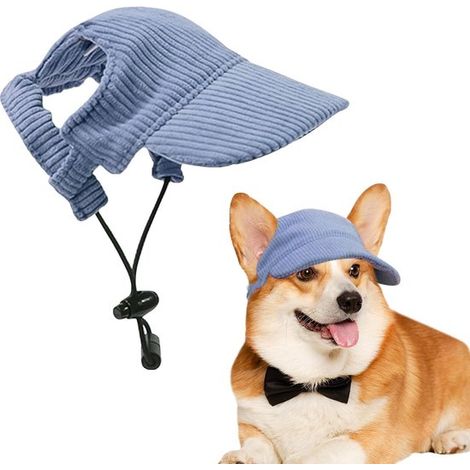 Verstellbare Basketballkappe für Hunde Sonnenschutz & atmungsaktive Cordkappe für warme Tage Hundefreundlich Blau (Größe M) (1/5)