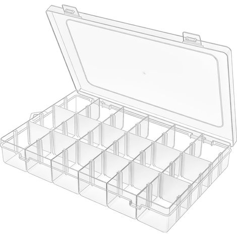 1 Boite Rangement Plastique, 18 Compartiments, Couvercle Transparent, Séparateurs Amovibles, Pour Perles, Outils, Bureau (1/5)