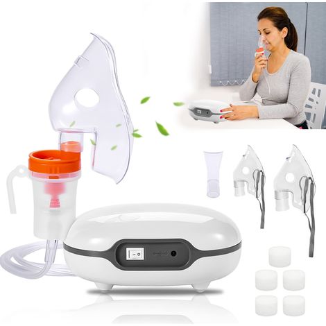 Dispositivo di inalazione per adulti e bambini, nebulizzatore a compressore per bambini e neonati, inalatore elettrico con maschere e boccagli, dispositivo di inalazione per viaggi e casa