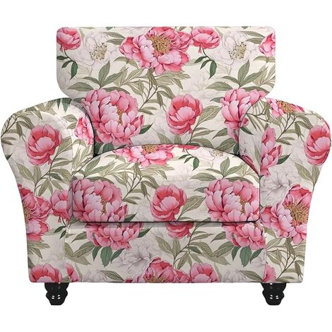 Housse de canapé ajustable et douce (pièce 2) + Housse de fauteuil extensible, Housse pour chaise à 1 place avec accoudoirs, Protecteur de meubles lavable pour salon (Petit) (1/4)