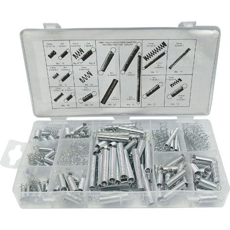 Ressort de Compression et Rallonge, Assortiment en Acier en Métal de Traction, Tension Pression et Goupilles Ressorts avec Boîte de Rangement - 200 Pcs (1/4)