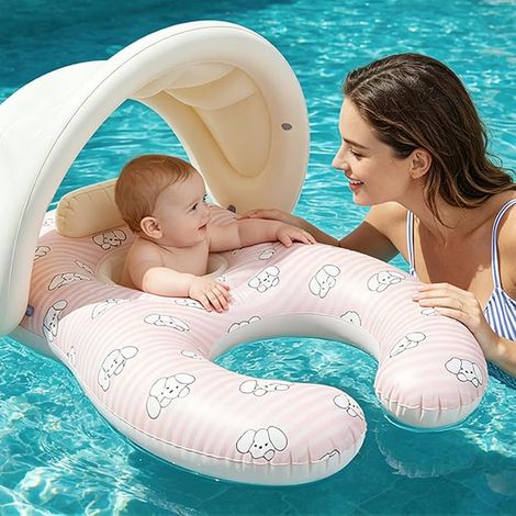 Salvagente gonfiabile per mamma e bambino con parasole (rosa) (1/3)