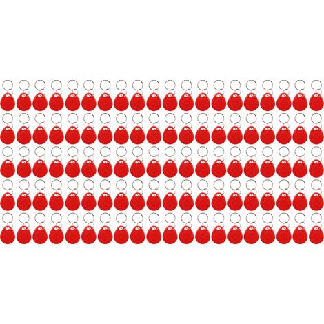 Lot de 100 badges RFID 125KHz étanches, étiquettes sensibles à induction de proximité pour système de contrôle d'accès porte, rouge. (1/5)
