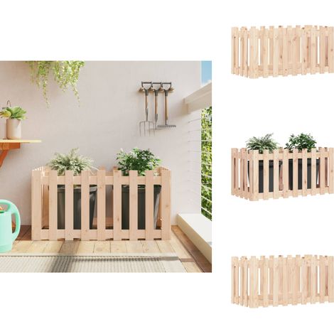 Hochbeet Lattenzaun-Design 100x50x50 cm Massivholz Kiefer - Holz Hochbeet - Kiefernhochbeet - Hochbeet Mit Lattenzaun Design - Garten Hochbeet - Pflanzböden (1/5)