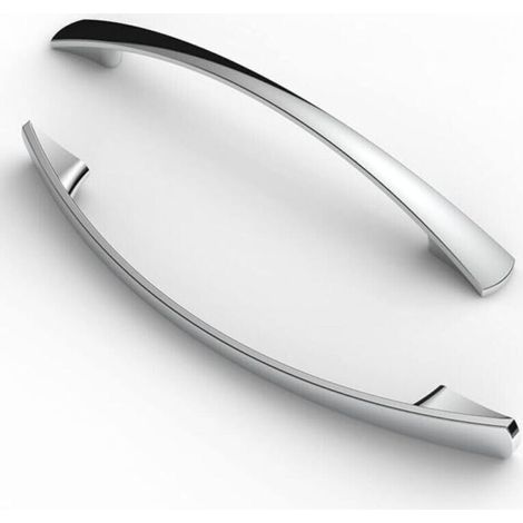 Set di 10 maniglie, interasse fori 128 mm, maniglie per mobili, maniglie per armadi, maniglie per cucina, maniglie per cassetti, cromate
