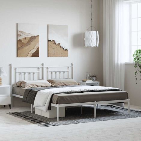 Estructura cama sin colchón con cabecero metal blanco 183x213cm vidaXL (1/5)