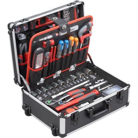 Meister – Boite à outils 156 pièces en aluminium – Compartiments pratiques – Outils de qualité professionnelle pour travaux intensifs (1/10)