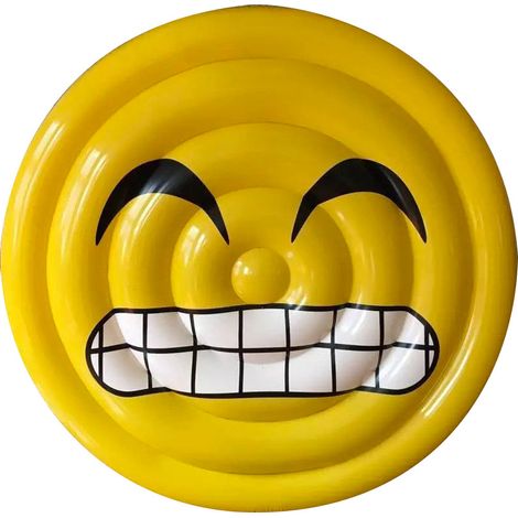 Materassino Gonfiabile Ø150 cm in PVC a Forma di Emoji Ranieri Face Sorriso Giallo