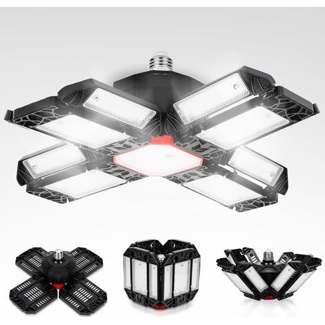 Plafonnier d'atelier LED 200 W - 20 000 lm 6 500 K - avec 12 panneaux réglables - E26/E27 (1/5)