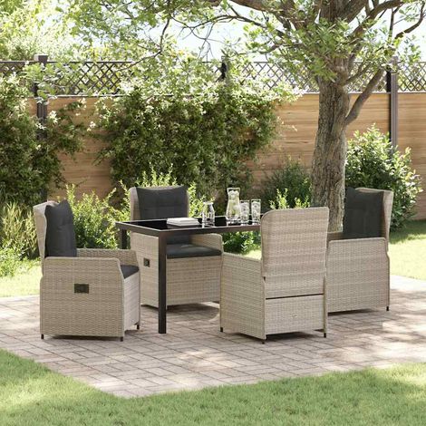 Set da Pranzo per Giardino 5 pz Grigio chiaro polyrattan vidaXL (1/5)