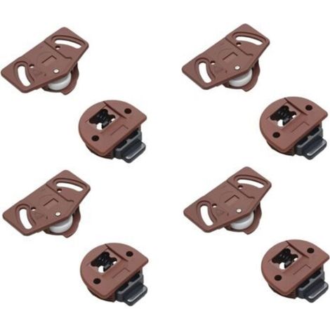 4 paires de Porte Coulissantes pour Porte de Garde-robe avec guide pour armoires encastrées, Roulette Placard, Roues Rouleaux pour Armoire, Vitrines, Remplacement Porte Rouleau