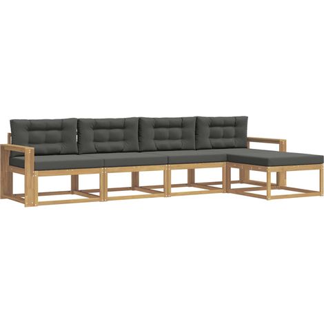 Conjunto de sofás de exterior 4 uds. Blanco y Antracita vidaXL (1/5)