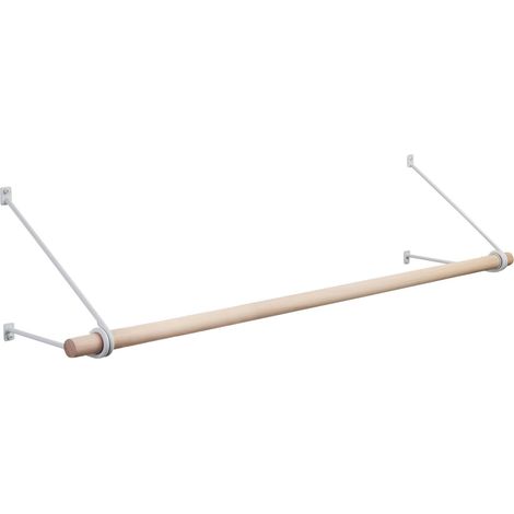 SOTECH Wandgarderobe 260 x 250 mm mit Ø 30 mm Kleiderstange aus Buchenholz, Länge: 50 cm mit Halterung Weiß lackiert