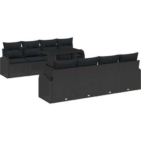 Maison Exclusive - Conjunto de sofá de jardín 9 pcs Negro Rattan (1/5)
