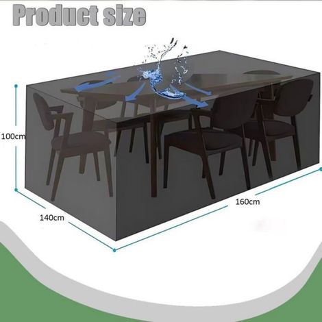 Housse meuble jardin rectangulaire - Lot 1 - Oxford 210D anti-UV charge lourde - 160x140x100cm Aucuneary (1/5)