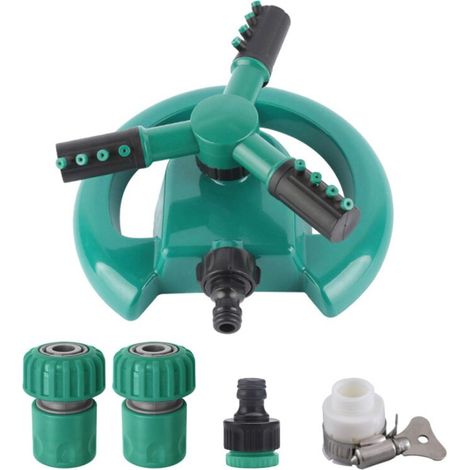 Arroseur de jardin rotatif à 360° avec 2 connecteurs d'eau à 6 voies + 1 connecteur standard 4/6 + 1 connecteur universel à 8 broches (1/5)