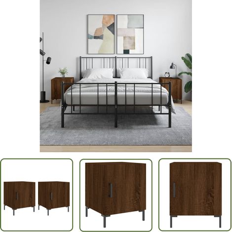 The Living Store Nachttische 2 Stk. Braun Eichen-Optik 40x40x50 cm Holzwerkstoff - Nachttisch - Beistelltisch - Wohnzimmermöbel - Eiche - Braun (1/5)
