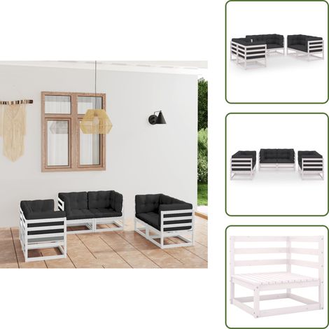 6-tlg. Garten-Lounge-Set mit Kissen Kiefer Massivholz - Garten Lounge Set - Kiefernholzmöbel - Outdoor Möbel - Gartenmöbel - Esszimmergarnitur (1/5)
