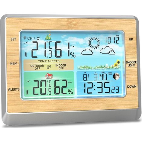 Station météo sans fil avec capteur extérieur Moniteur de température et humidité Écran LED 6 pouces Plage de mesure -40 à 158 ℉ (1/5)