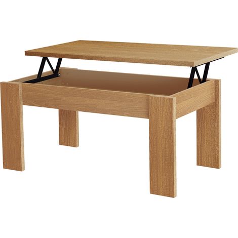 Table basse relevable coloris Merisier - longueur 105 x profondeur 55 x hauteur 51/63 cm -PEGANE-