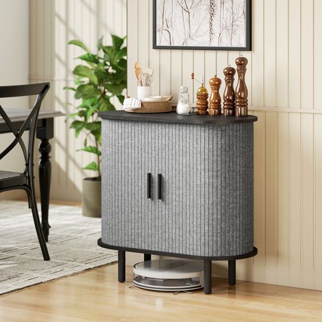 Buffet Salon Ovale 2 Portes Coulissantes 80 x 40 x 78 cm Gris, pratique et facile à utiliser (1/5)
